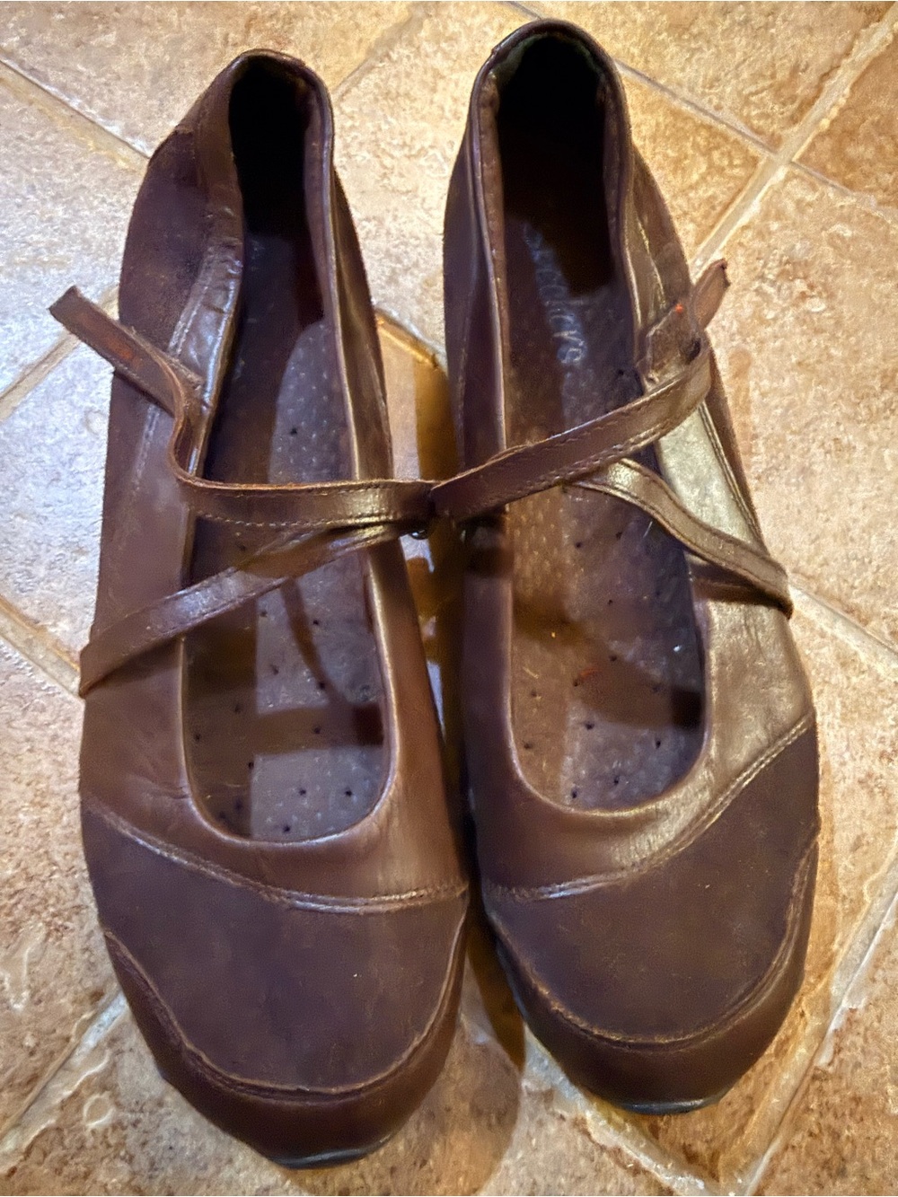 Skechers Brown Mary Jane Loop-Strap Flats size 9